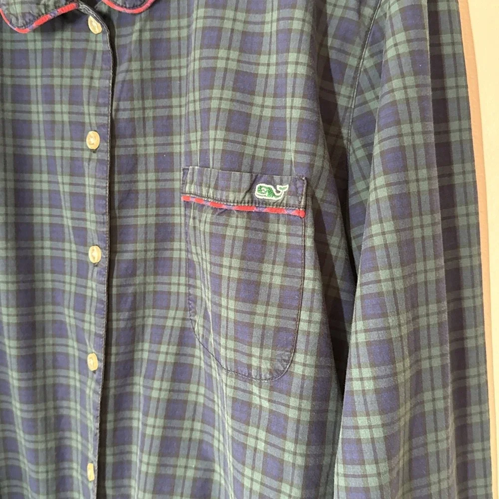Vineyard Vines Women's‎ Pajama Top Sleep Shirt Size Large Blackwatch Plaid